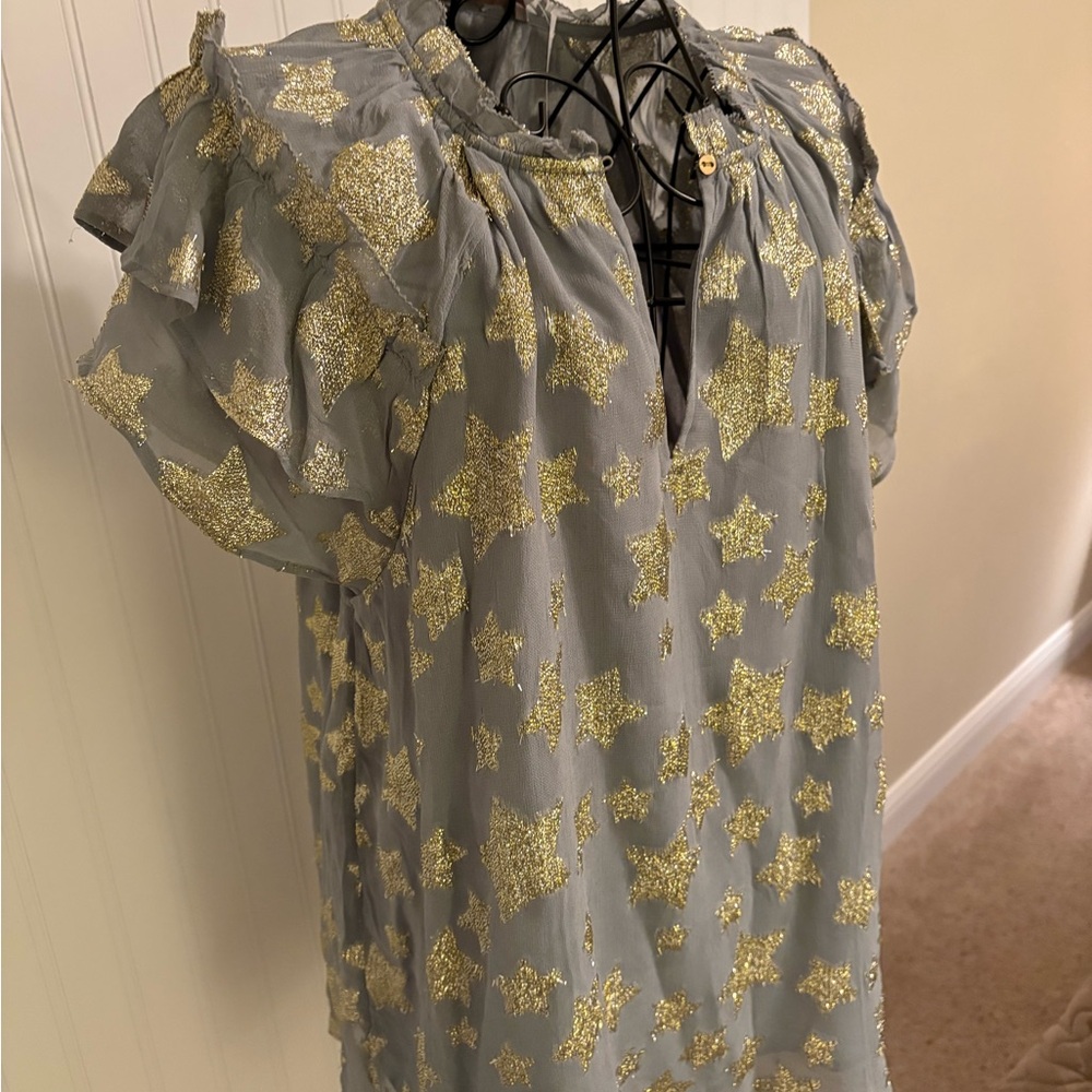 Loft Gold Star Embellished Gray Women's Top